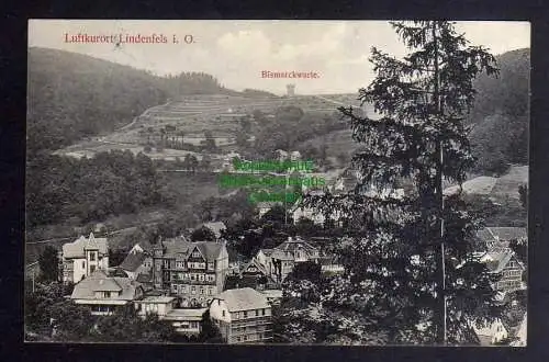 132296 Ansichtskarte Lindenfels im Odenwald Bismarckwarte 1912 Panorama