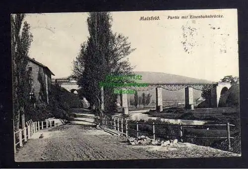 132277 Ansichtskarte Malsfeld Partie mit Eisenbahnbrücke 1912