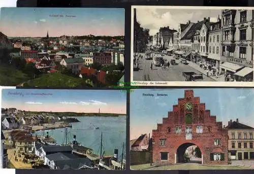 132179 7 Ansichtskarte Flensburg Angelburgerstrasse 1903 Hafen 1901 Marineschule Südermarkt