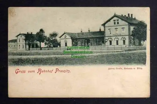 126182 Ansichtskarte Prausitz Hirschstein um 1900 Bahnhof Verlag Anton Grafe Meissen