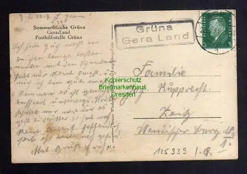 125939 AK Sommerfrische Grüna Gera  Land Landpoststelle Posthilfsstelle 1931