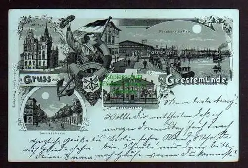 123501 Ansichtskarte Geestemünde Bremen 1903 Litho Rathaus Borriesstrasse Landratsamt