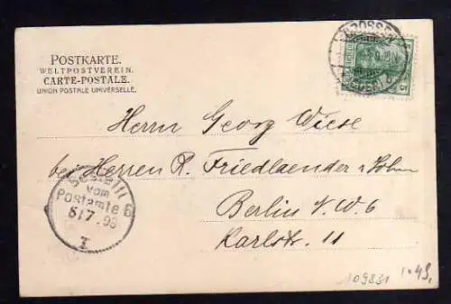 109831 Ansichtskarte Crossen Oder 1903 Dammstraße Destillation Krosno Odrzanskie