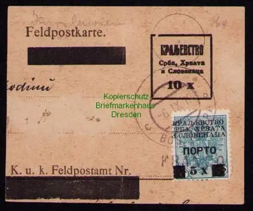 B19271 Ausschnitt Feldpostkarte Königreich Serbien Kroatien Slowenen Jugoslavien