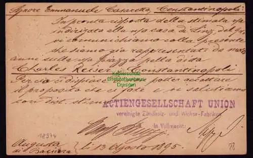 B18974 Ganzsache DP in der Türkei 1895 Augsburg nach Constantinopel