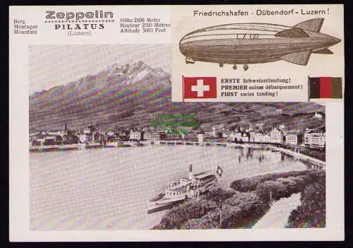 B18945 Postkarte DR Deutsches Reich 1929 Luftschiff Graf Zeppelin Luzern Zürich