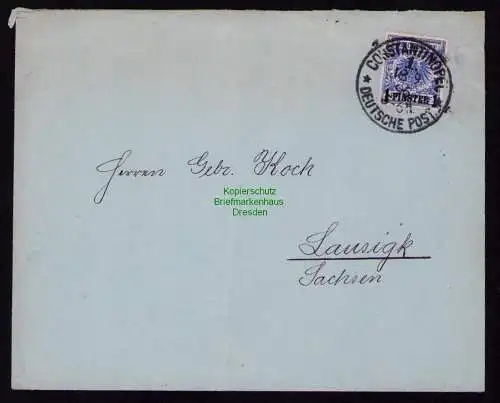 B18973 Brief DP in der Türkei 1896 Constantinopel nach Lausigk