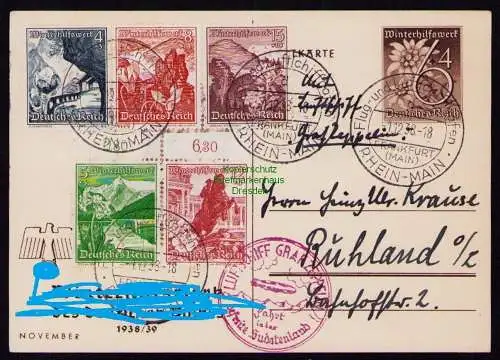 B18956 Ganzsache DR Deutsches Reich WHW 681 1938 Luftschiff Graf Zeppelin