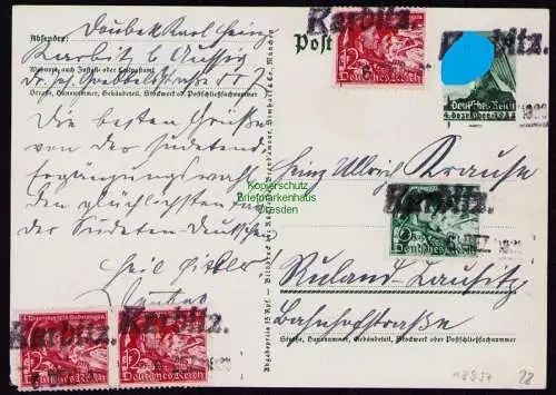 B18957 Ganzsache DR Deutsches Reich WHW 684 685 1938 Notstempel Karbitz Ruhland