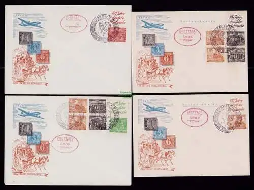 B18963 2x Brief, 2x Postkarte Westberlin 1949 FDC ZD aus MH 1 aus Markenheftchen