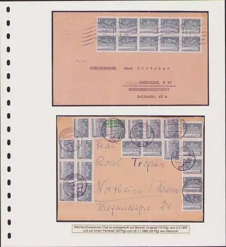 B-50055 Berlin West 1 Pfennig Marken Brandenburger Tor 42 140 x y 13 Belege