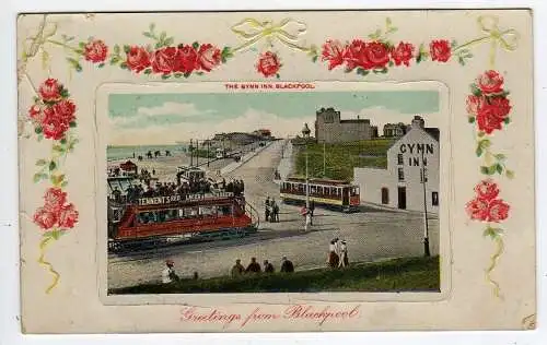 39520 AK Blackpool Lancashire The Gynn Inn Straßenbahn Tramway 1908