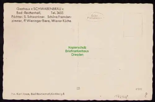 172418 AK  Bad Reichenhall um 1960 Gasthaus Schwabenbräu Wenninger Biere