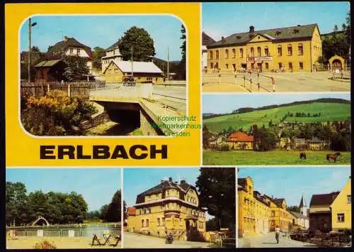 172584 AK  Erlbach Kr. Klingenthal 1985 Freibad Gasthof Schwarzbach Gemeinde