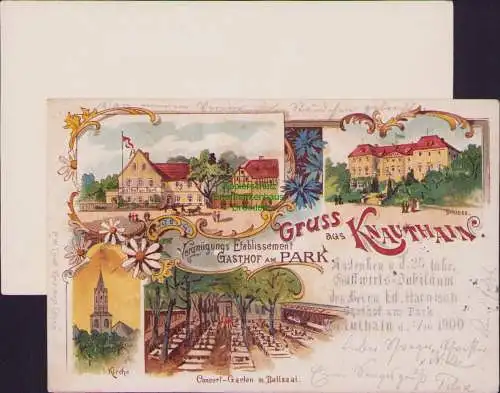 161208 AK Litho Knauthain Vergnügungs Etablissement GASTHOF AM PARK 1900