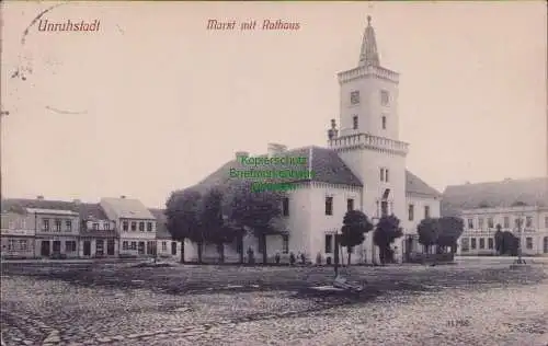 161086 AK Unruhstadt Kr. Bomst 1910 Markt mit Rathaus Verlag von Wilhelm Fiedler