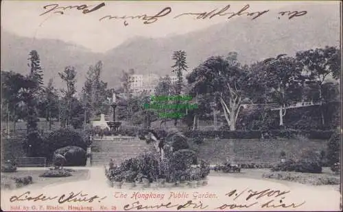 161031 AK  The Hongkong Public Garden China 1904 Sold by O. P. Ribeiro, Hongkong