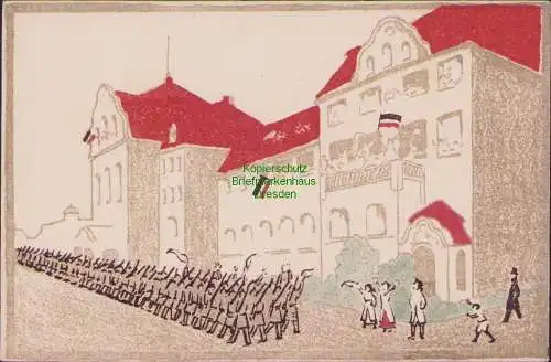 161151 AK Dresden Künstlerkarte um 1910 Kaserne