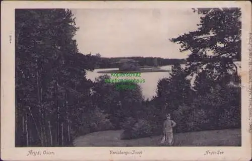 160875 AK Arys Ostpr. 1908 Verlobungs-Insel Arys-See Verlag: Johs. H. Arendt