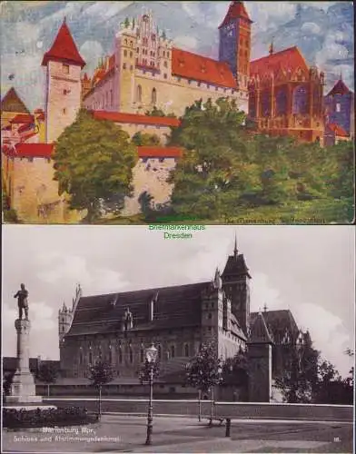 160861 2 AK Marienburg Wpr. Westpreußen Schloss und Abstimmungsdenkmal 1921