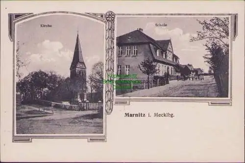 157294 AK Marnitz Ruhner Berge um 1910 Kirche Schule