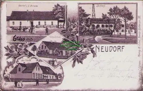 157303 AK Neudorf Litho 1900 Gasthof Gutsche Schloss Schule