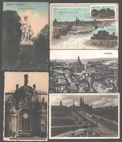 152261 5 AK Dresden Litho 1895 Hauptansicht Panorama Neumarkt Frauenkirche 1916