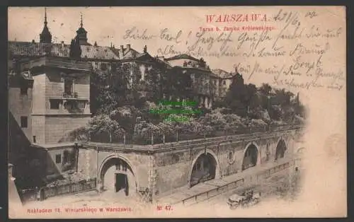 152063 Ansichtskarte Warschau Warszawa 1900 Taras b. Zamku Krolewskiego Terrasse Schloß