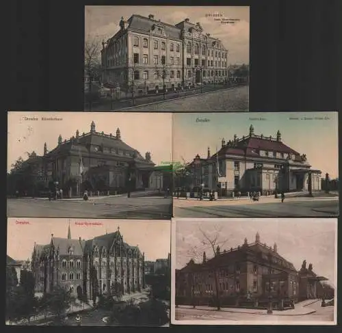 151748 5 AK Dresden Städt. Gewerbeschule Dürerstrasse 1906 Künstler Haus Grunaer