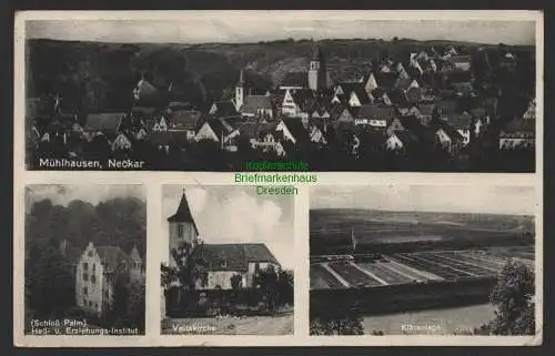 151931 AK Mühlhausen am Neckar Stuttgart 1940 Schloß Palm Veitskirche Kläranlage