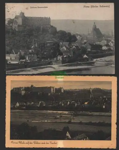 151890 2 AK Pirna Schloss Sonnenstein Sächs. Schweiz 1925 1937