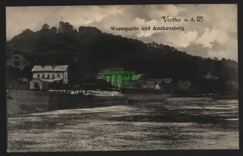 150875 AK Vlotho an der Weser 1907 Weserpartie und Amtshausberg