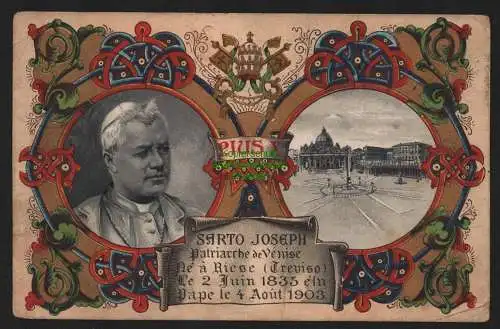 151014 AK Pius X. 1835 Riese Rom 1903 bis 1914 Papst Litho Golddruck