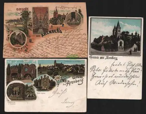 150752 3 AK Koblenz Arenberg Litho 1897 Kirche Lourdesgrotte 1898 1900