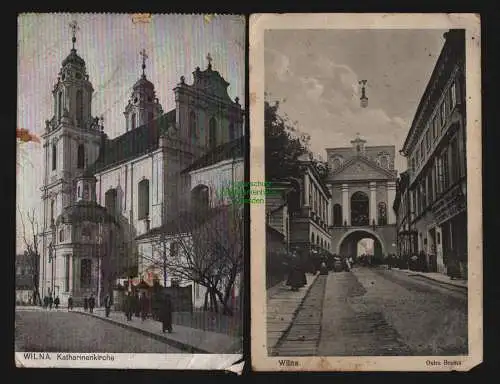 150903 2 AK Wilna Vilnius Litauen 1918 Feldpost Katharinenkirche Ostra Brama