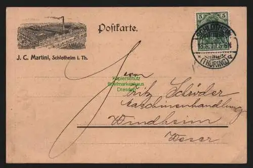 150956 Postkarte Schlotheim Thür. 1910 Bildzudruck Fabrik J. C. Martini