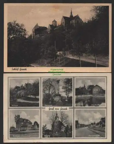 149056 2 AK Goseck über Weissenfels Schule Kirche Dorfstr Dorfteich Schloss 1942