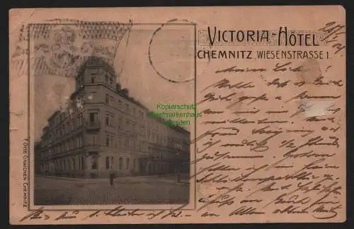 148878 AK Chemnitz 1904 Victoria Hotel Wiesenstr. 1