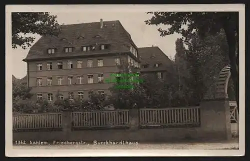 148777 AK Berlin Dahlem Fotokarte Friedbergstraße Burkardthaus 1935