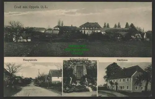 149062 AK Oppeln Löbau O.-L. 1926 Hauptstraße Kriegerdenkmal Gasthaus