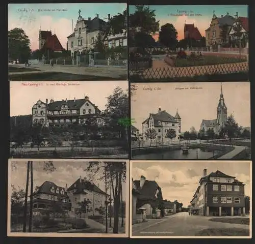 148923 6 Ansichtskarte Wettinstift Coswig Bez. Dresden Kirche Pfarrhaus 1911 v Friesenplatz