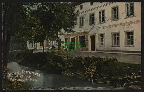 148736 Ansichtskarte Schlaney Slone Kr. Glatz Gasthaus und Colonialwaren 1909