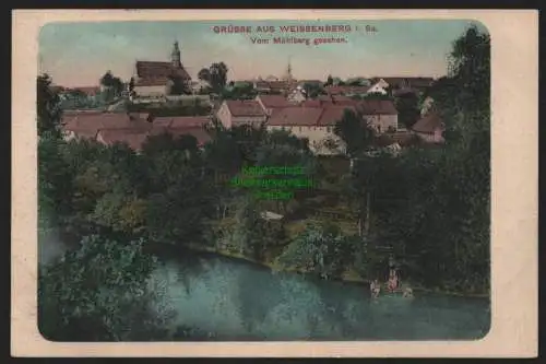 148909 Ansichtskarte Weissenberg Sa. vom Mühlberg gesehen 1907 1909