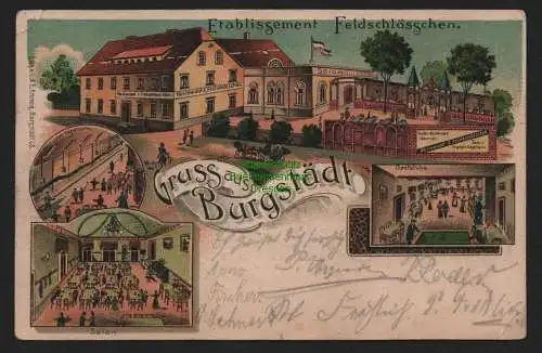 148956 Ansichtskarte Burgstädt Etablissement Feldschlösschen Restauration 1906