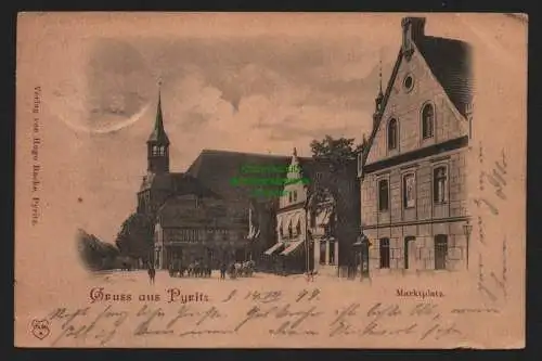 148851 Ansichtskarte Pyrzyce Pyritz 1899 Marktplatz