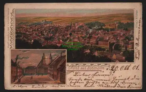 148670 AK Schmölln  S.-A. 1901 Litho Panorama Marktplatz