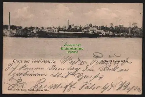 148085 AK Fähr-Vegesack Schiffswerft Bremer Vulkan 1905