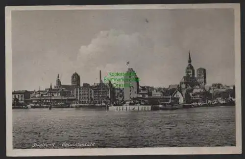 147509 AK Stralsund Gesamtansicht 1943 Feldpost Zingst Darss