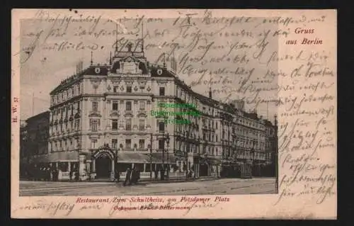 147657 AK Berlin 1904 Restaurant zum Schultheiss am Potsdamer Platz