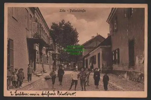 147343 Ansichtskarte Lida Belarus Weißrussland 1917 Polizeistraße